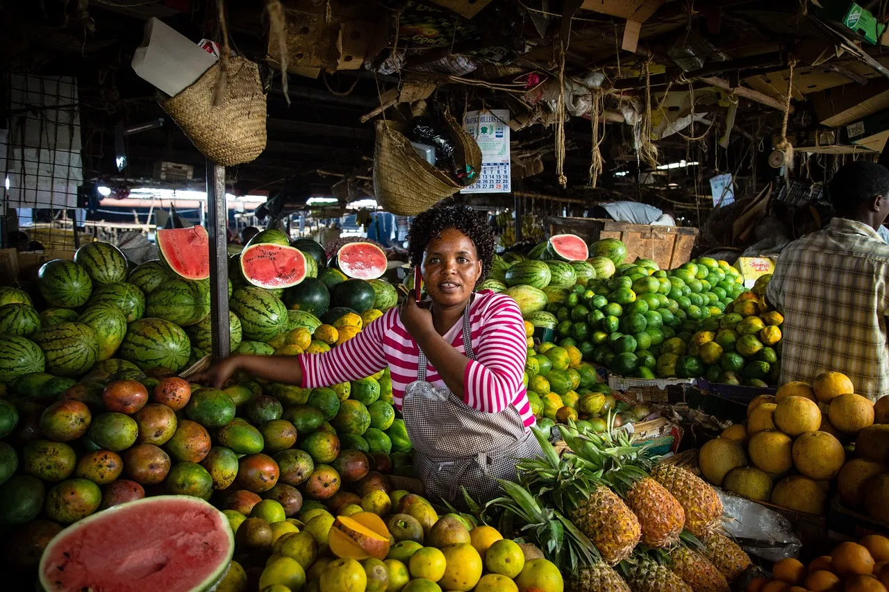 Food in Kenya. Image of fruit market in Kenya. 